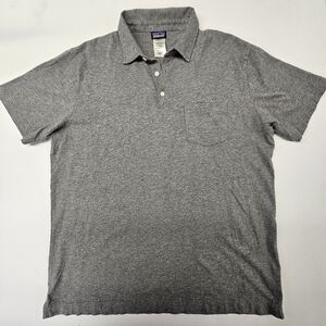 Patagonia Polo Shirt Mens Large Heather Grey Short Sleeve Organic Cotton